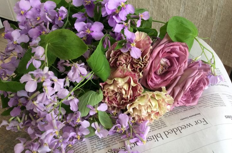 英字新聞と花